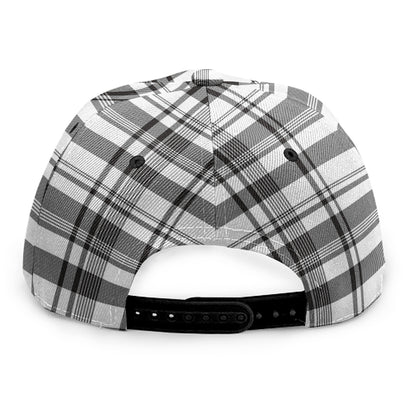 Black And White Madras Pattern Print Snapback Cap