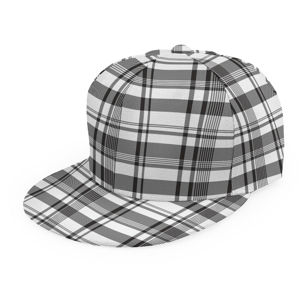 Black And White Madras Pattern Print Snapback Cap