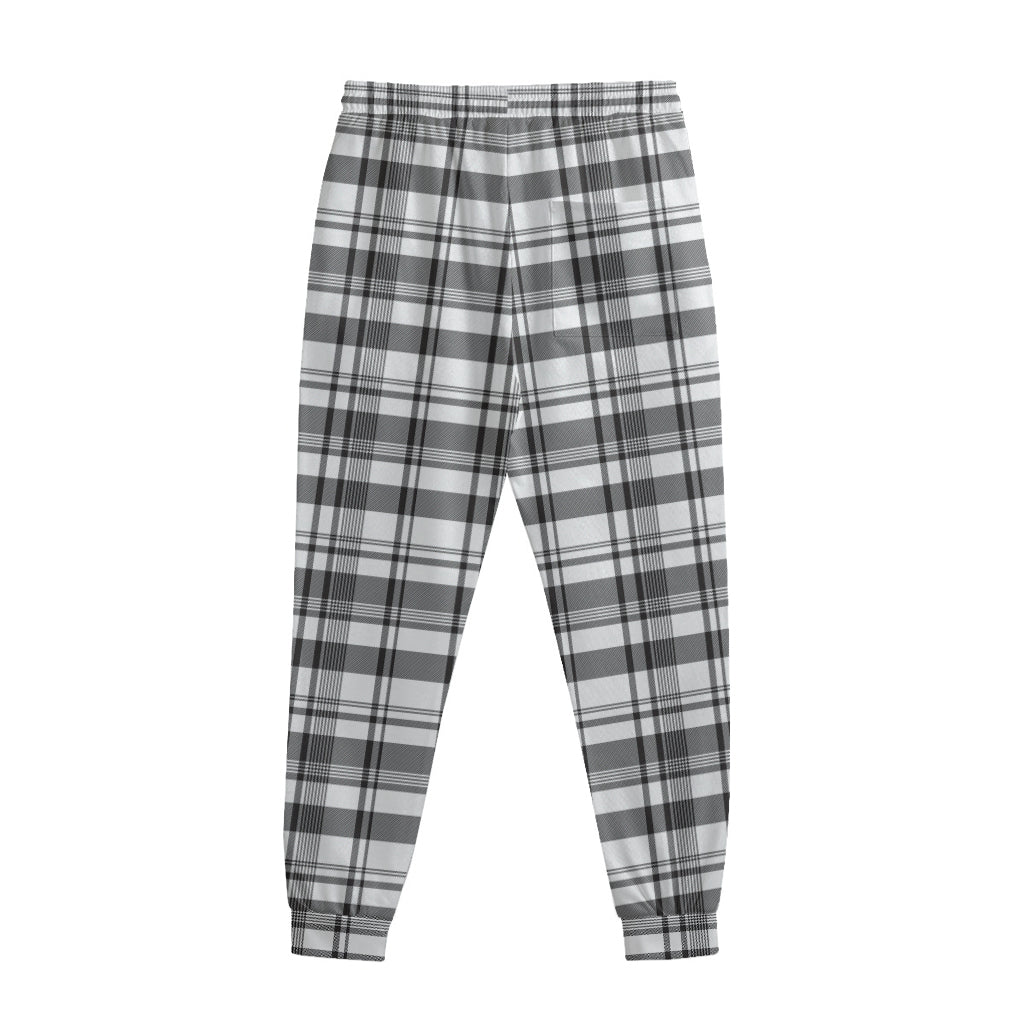 Black And White Madras Pattern Print Sweatpants