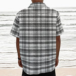 Black And White Madras Pattern Print Textured Short Sleeve Shirt