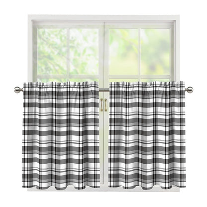 Black And White Madras Pattern Print Tier Curtains
