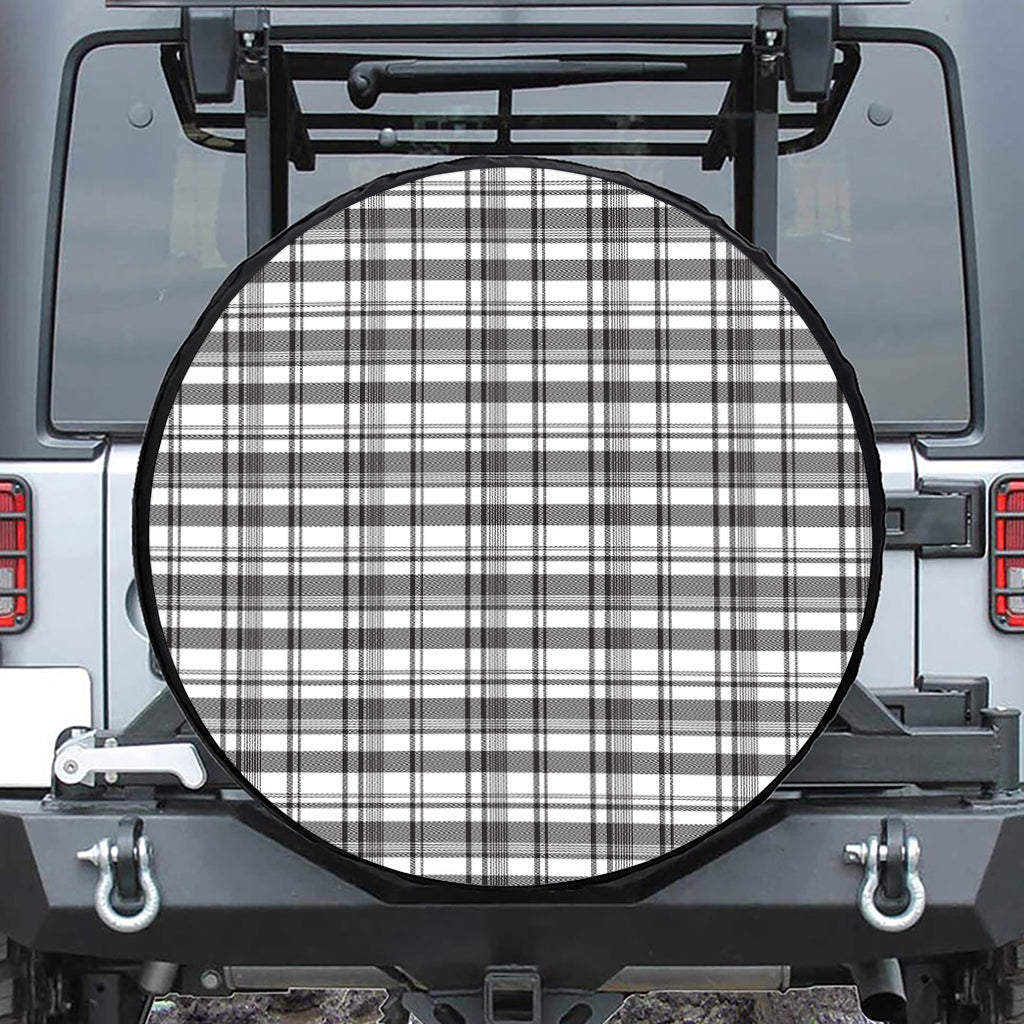 Black And White Madras Pattern Print Tire Cover