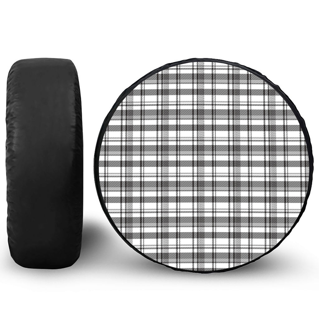 Black And White Madras Pattern Print Tire Cover