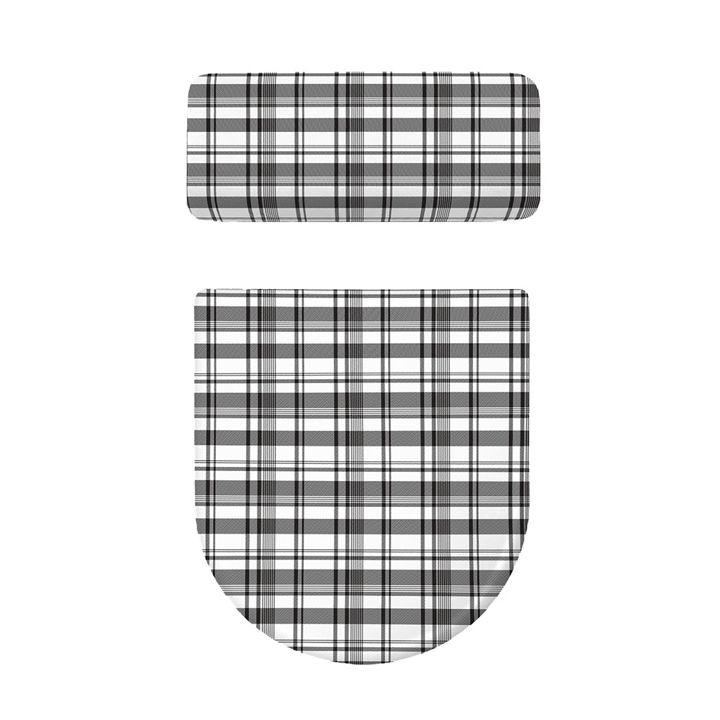 Black And White Madras Pattern Print Toilet Lid And Tank Cover Set