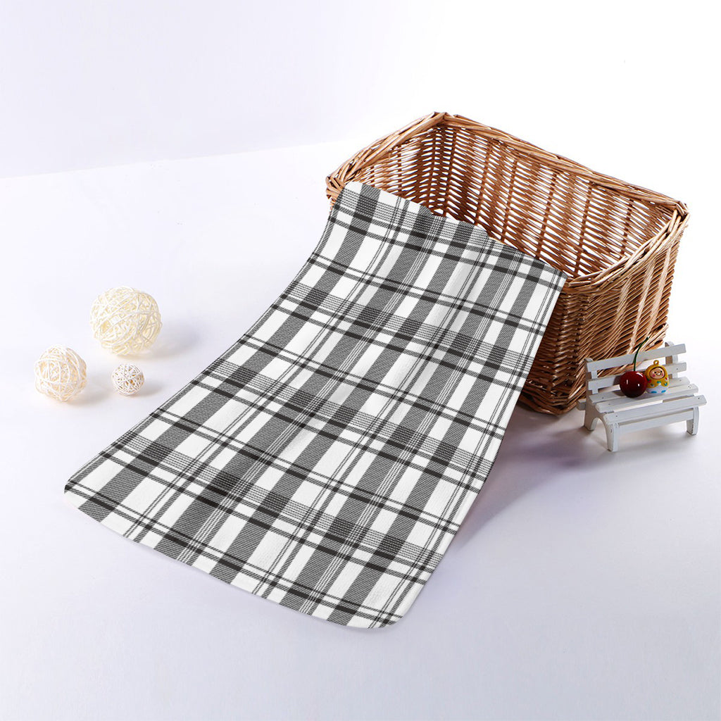 Black And White Madras Pattern Print Towel