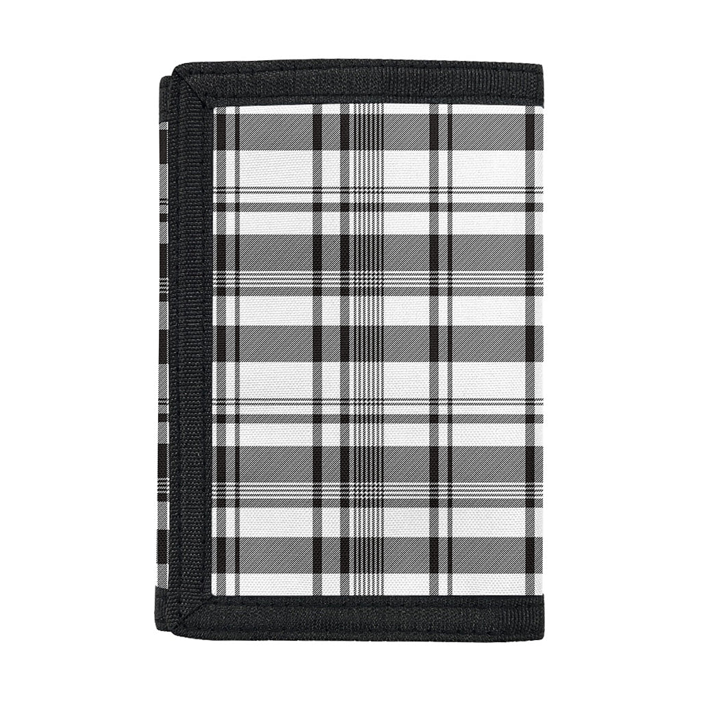 Black And White Madras Pattern Print Trifold Wallet