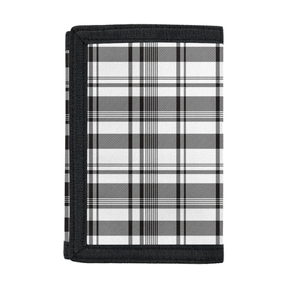 Black And White Madras Pattern Print Trifold Wallet