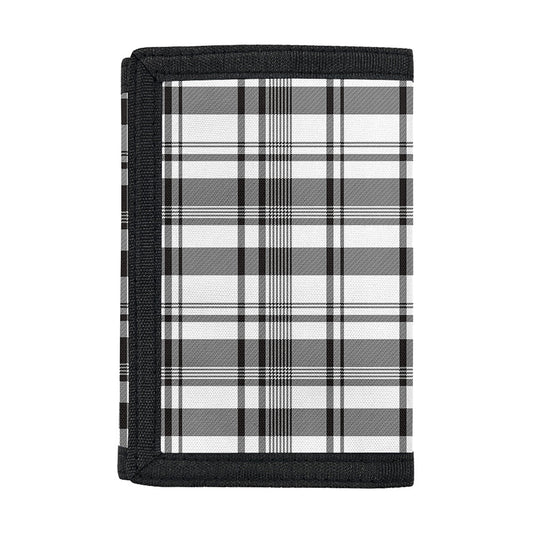 Black And White Madras Pattern Print Trifold Wallet