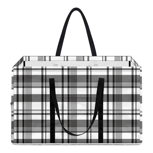 Black And White Madras Pattern Print Utility Tote Bag