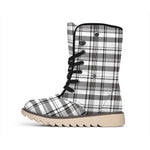 Black And White Madras Pattern Print Winter Boots