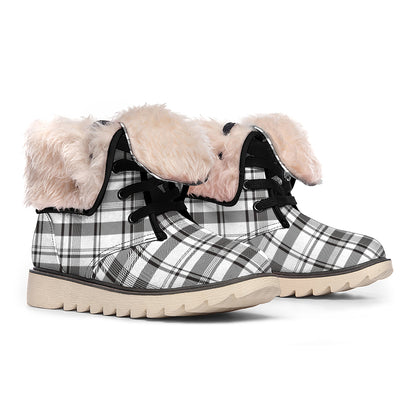 Black And White Madras Pattern Print Winter Boots