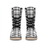 Black And White Madras Pattern Print Winter Boots