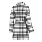 Black And White Madras Pattern Print Women's Bathrobe