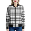 Black And White Madras Pattern Print Women's Bomber Jacket