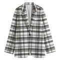 Black And White Madras Pattern Print Women's Cotton Blazer