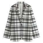 Black And White Madras Pattern Print Women's Cotton Blazer