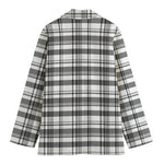 Black And White Madras Pattern Print Women's Cotton Blazer