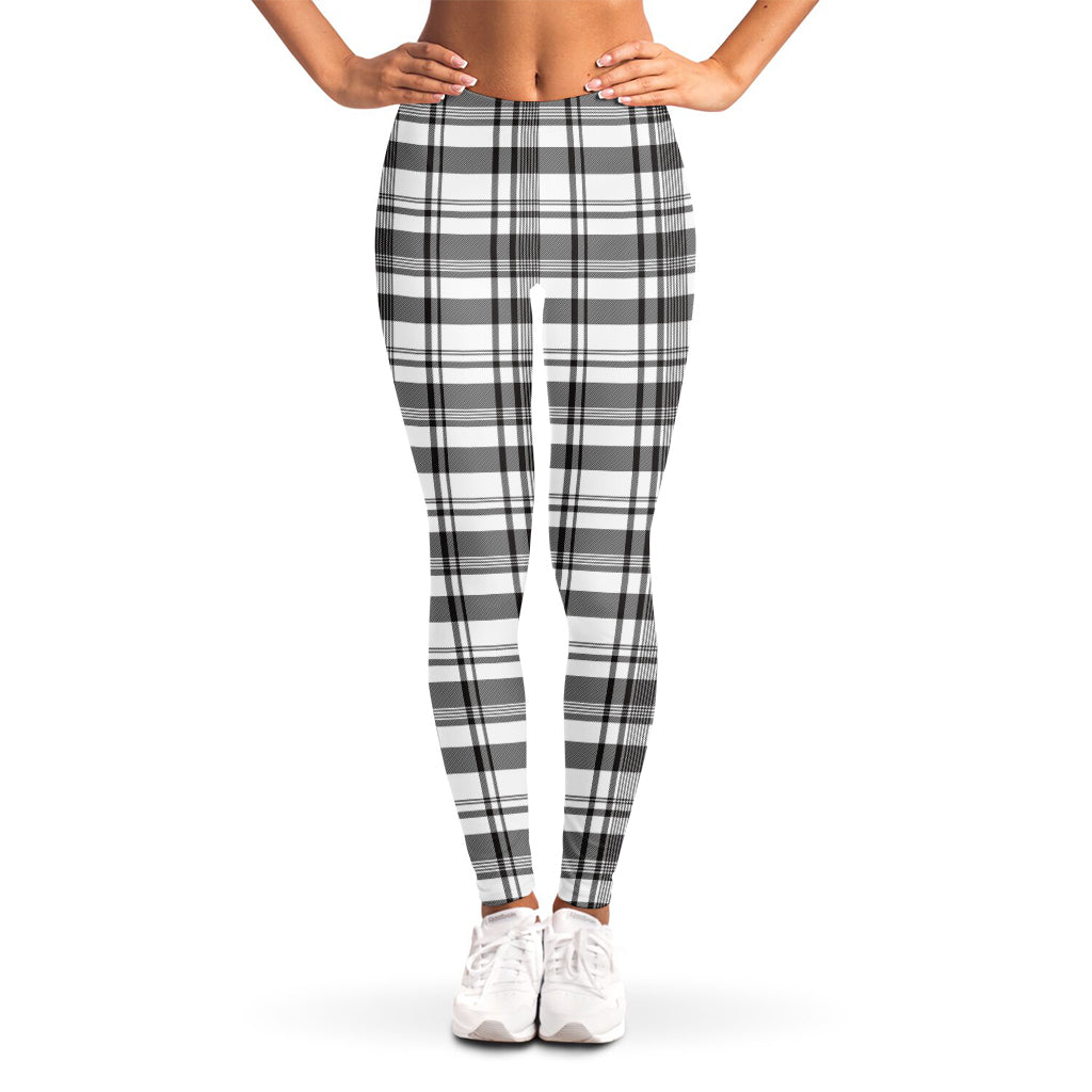 Black And White Madras Pattern Print Women's Leggings