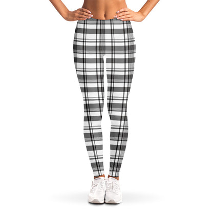 Black And White Madras Pattern Print Women's Leggings