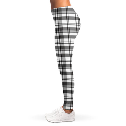 Black And White Madras Pattern Print Women's Leggings