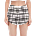 Black And White Madras Pattern Print Women's Split Running Shorts