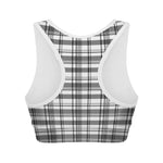 Black And White Madras Pattern Print Women's Sports Bra