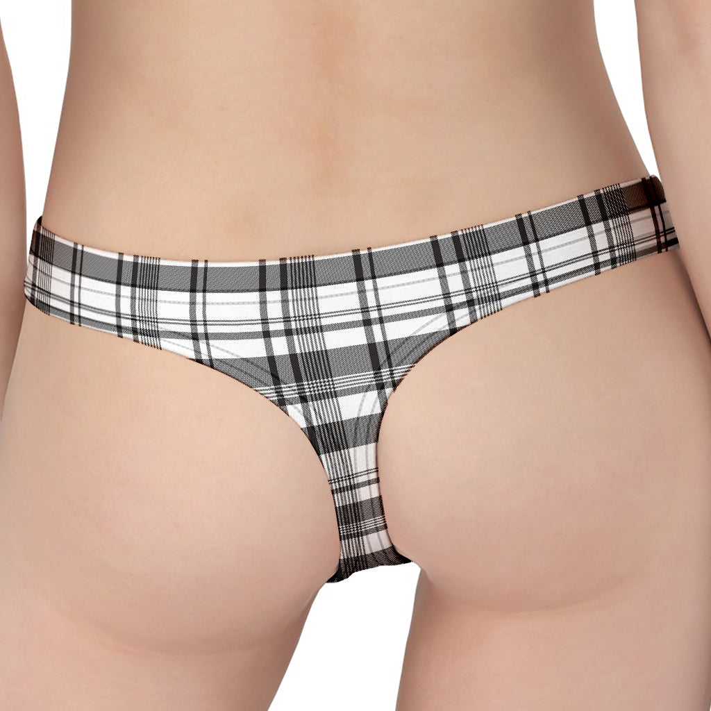 Black And White Madras Pattern Print Women's Thong