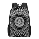 Black And White Mandala Print 17 Inch Backpack