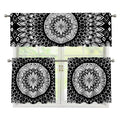 Black And White Mandala Print 3 Piece Kitchen Curtains