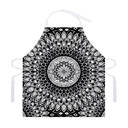 Black And White Mandala Print Adjustable Apron
