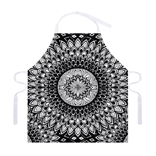 Black And White Mandala Print Adjustable Apron