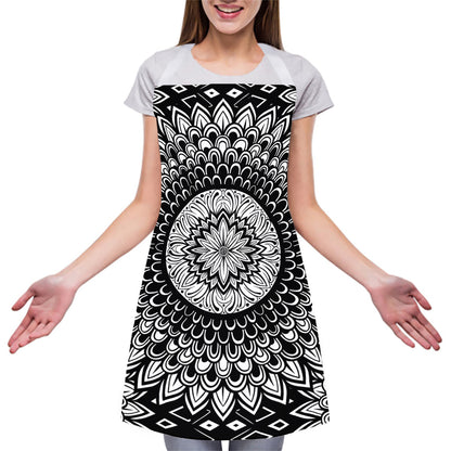 Black And White Mandala Print Adjustable Apron