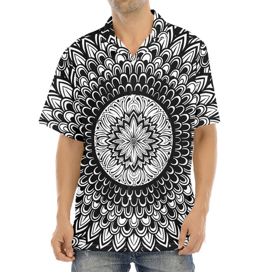 Black And White Mandala Print Aloha Shirt