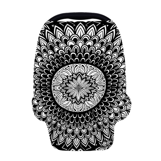 Black And White Mandala Print Baby Seat Cover