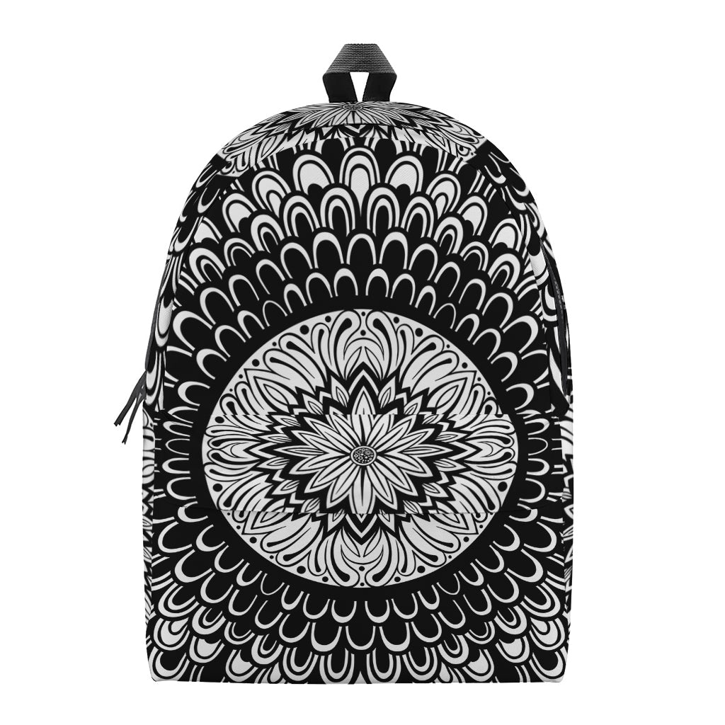 Black And White Mandala Print Backpack
