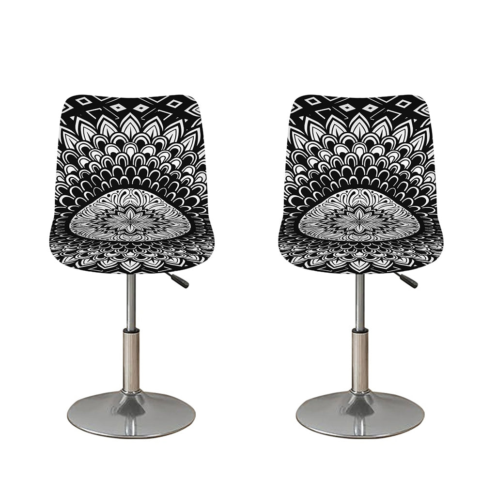 Black And White Mandala Print Bar Stool Covers