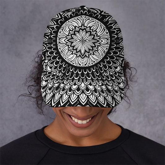 Black And White Mandala Print Baseball Cap