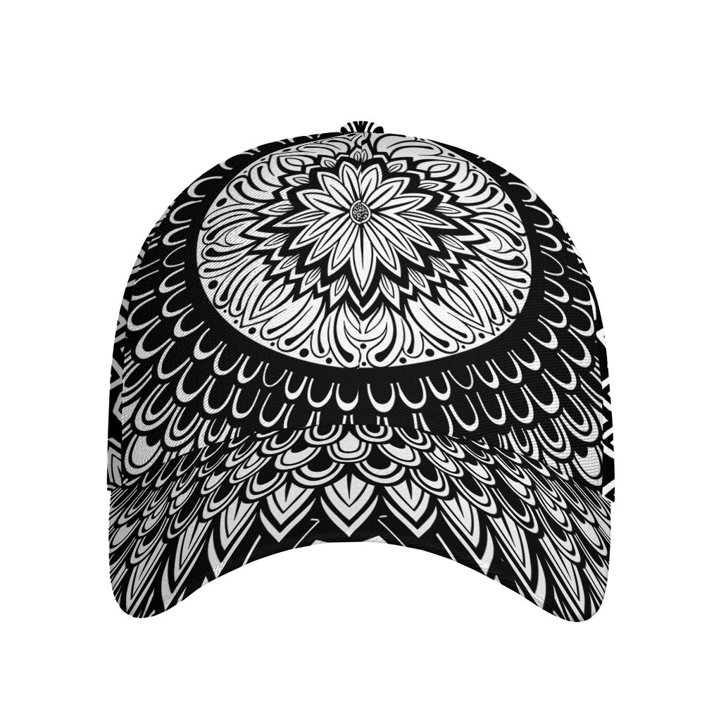 Black And White Mandala Print Baseball Cap