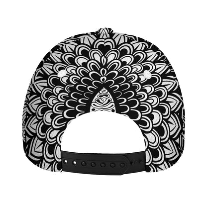 Black And White Mandala Print Baseball Cap