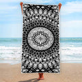Black And White Mandala Print Beach Towel