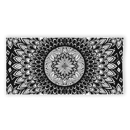 Black And White Mandala Print Beach Towel