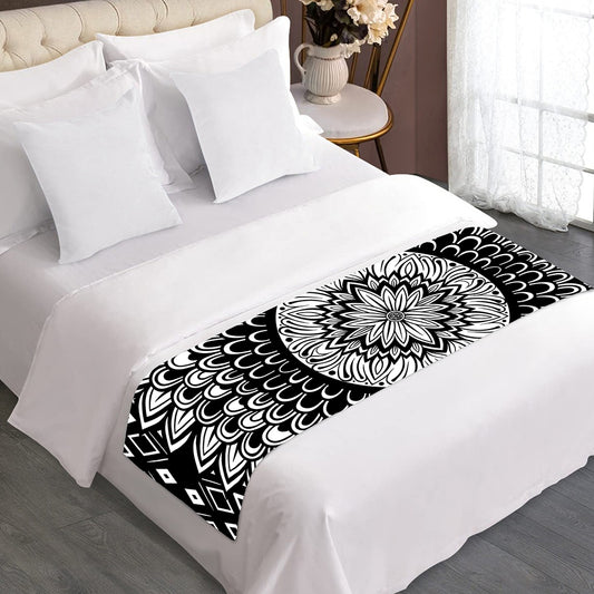 Black And White Mandala Print Bed Runner