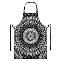 Black And White Mandala Print Bib Apron With Pocket
