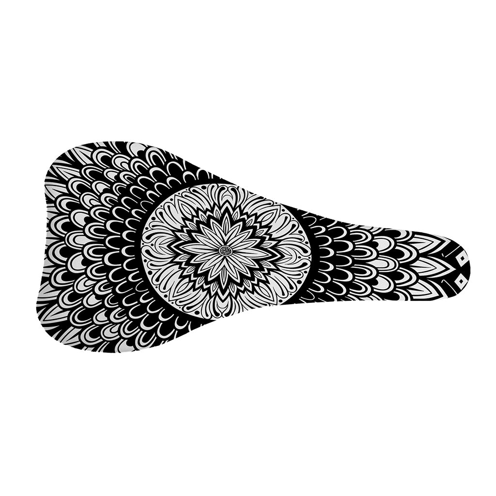 Black And White Mandala Print Bicycle Seat Cover
