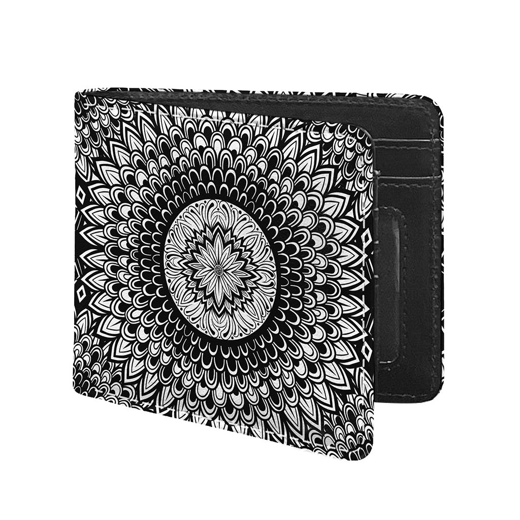 Black And White Mandala Print Bifold Wallet