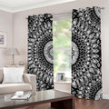 Black And White Mandala Print Dimout Grommet Curtains
