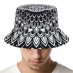 Black And White Mandala Print Bucket Hat