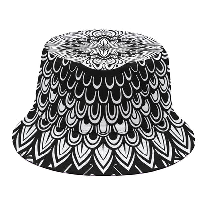 Black And White Mandala Print Bucket Hat