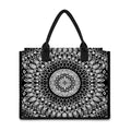 Black And White Mandala Print Canvas Tote Bag