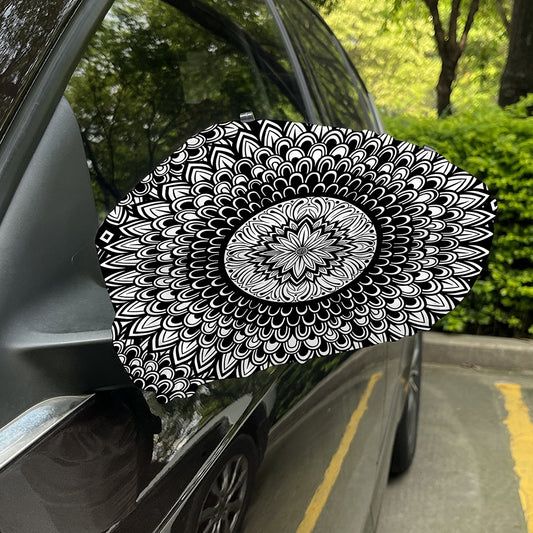 Black And White Mandala Print Car Side Mirror Covers
